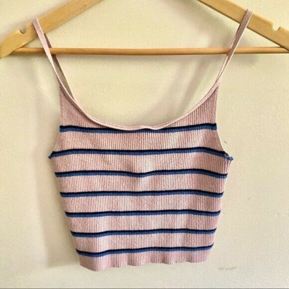 SOLD LA Hearts Women's Pink Striped Sweater Tank Medium
